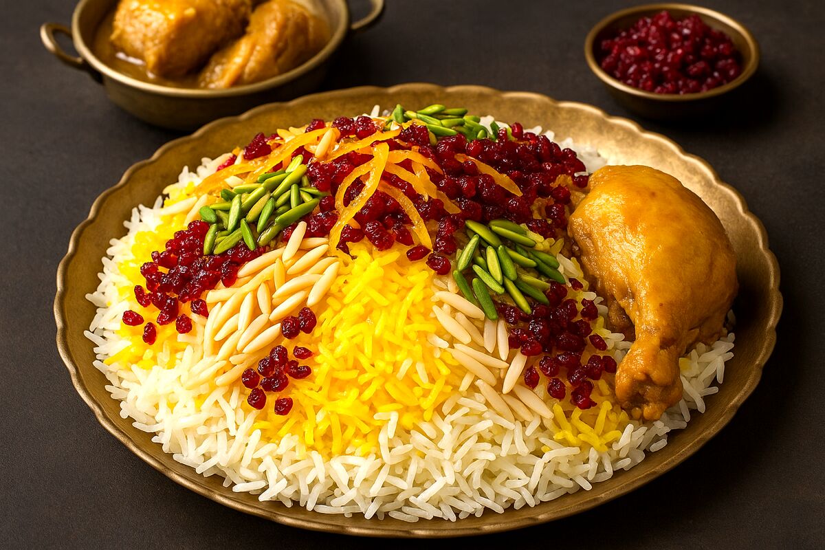 شیرین‌پلو؛ غذای طلایی و مجلسی ایرانی با عطر زعفران و خلال‌ها