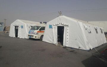 بیمارستان صحرایی ارتش در مرز چذابه خوزستان برپا شد