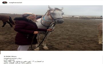 اسب سواری بازیگر نقش فرح دیبا، کنار دریا (عکس)