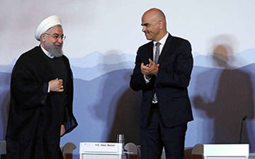 خوشامدگویی فارسی رئیس جمهور سوئیس به روحانی + فیلم 