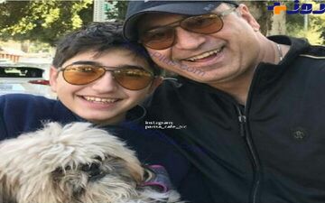 ​سلفی بازیگر مشهور با پسرش و یک حیوان بامزه