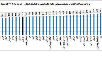 تورم در ۲۳ استان، بالاتر از متوسط کشوری / یزد گران‌ترین استان