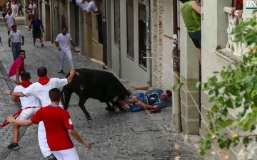 لحظه حمله گاو به تماشاگر جوان+فیلم