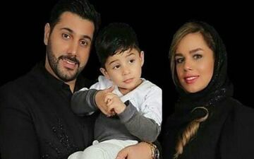 احسان خواجه امیری در کنار همسر و فرزندش/عکس