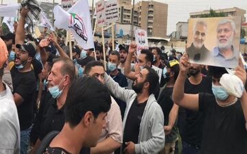 تظاهرات مردم عراق در اعتراض به حضور نظامیان آمریکایی در کشورشان