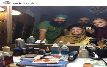 مرجانه گلچین در اتاق گریم