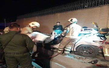برخورد پژو ۲۰۷ با پایه‌های پل عابر پیاده در بزرگراه لشکری/ ۲ جوان جان باختند