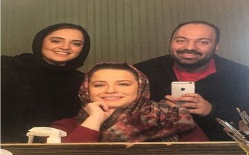 سلفی آینه ای علی اوجی و همسرش به همراه مهراوه شریفی نیا (عکس)