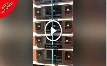 بازی با مرگ دختر جوان در صعود به ساختمان 8 طبقه! + فیلم