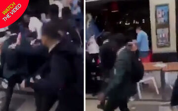لحظه حمله دسته جمعی دانش آموزان به افراد محلی!