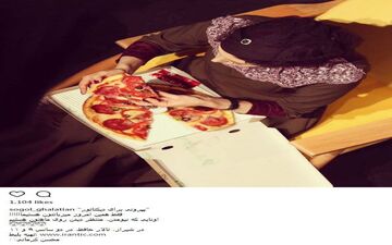 سوگل قلاتیان در حال خوردن پیتزا، سر صحنه نمایش (عکس)