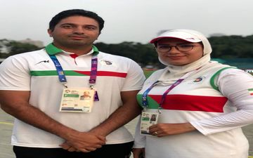 خواستگاری مجید قیدی از پریسا براتچی در حاشیه مسابقات تیروکمان جاکارتا +فیلم 