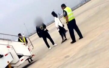 زوج جوان در باند فرودگاه به جان هم افتادند 