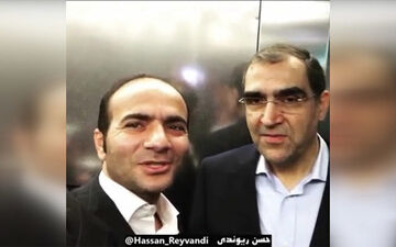 شوخی وزیر بهداشت با حسن ریوندی در آسانسور+فیلم