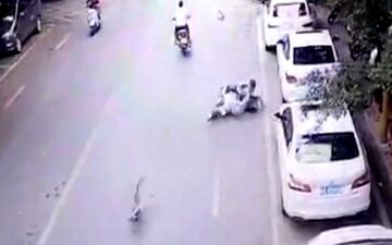 غازی که موجب تصادف زن اسکوترسوار شد! +فیلم 