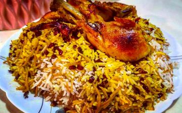 رشته پلو با مرغ زعفرانی بسیار خوشمزه و مجلسی رو فقط این طوری بپز
