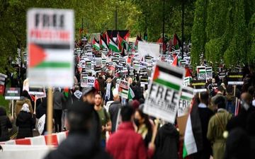 تظاهرات هزاران لندنی در حمایت از مردم مظلوم فلسطین