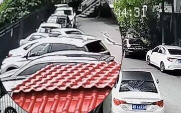 فرار معجزه آسای مادر و فرزند در آغوشش از حادثه نشست زمین در آخرین لحظه