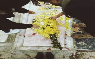بارانا بهادری بر سر مزار مادرش (عکس)