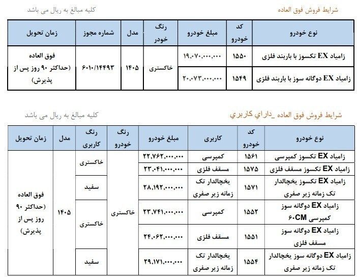 فروش نقدی وانت نیسان زامیاد آغاز می‌شود/ قیمت جدید محصولات اعلام شد