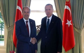دیدار اردوغان با نخست‌وزیر قبرس شمالی