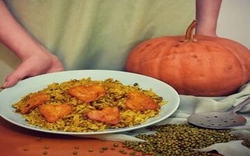 ماش پلو با کدو حلوایی خوشمزه به روش شمالی رو این طوری بپز
