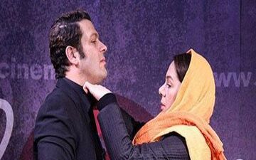 همسرداری مستانه مهاجر از پژمان بازغی در یک مراسم