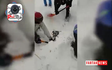  فیلم/ لحظه پیدا شدن پیکر کوهنورد گرفتار در بهمن ارتفاعات شمشک