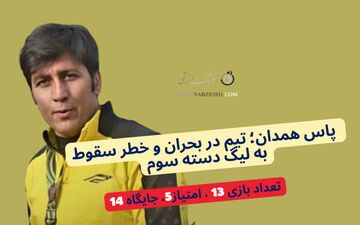 روزهای سخت پاس همدان؛ تیم در بحران و خطر سقوط به لیگ دسته سوم